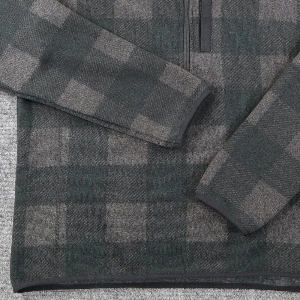 Columbia Buffalo Plaid Fleece Pullover Mens L Quarter Zip Grey Black Outdoor